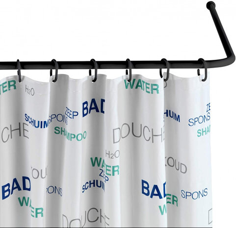 douchegordijnstang 92 cm aluminium zwart