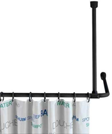 plafondsteun douchestang 57 cm aluminium zwart