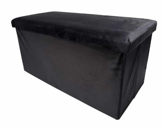 poef opvouwbaar 76 x 38 cm fluweel zwart