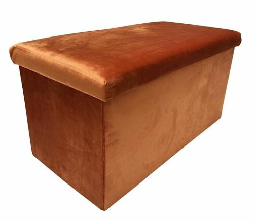 poef opvouwbaar 76 x 38 x 38 cm fluweel oranje