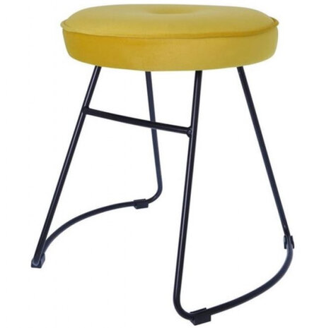 kruk 43 x 47 x 46 cm fluweel/staal zwart/geel