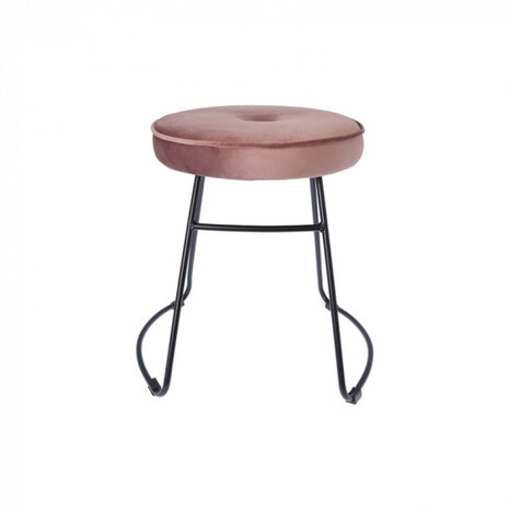 kruk 43 x 47 x 46 cm fluweel/staal zwart/roze