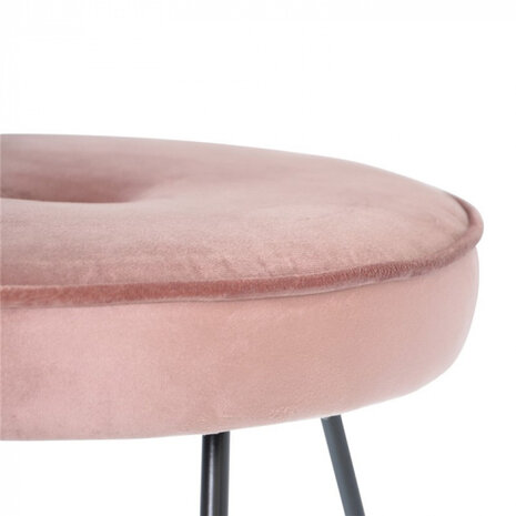kruk 43 x 47 x 46 cm fluweel/staal zwart/roze