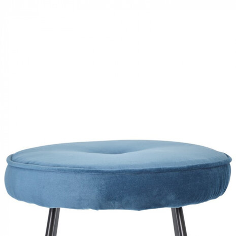 kruk 43 x 47 x 46 cm fluweel/staal zwart/blauw