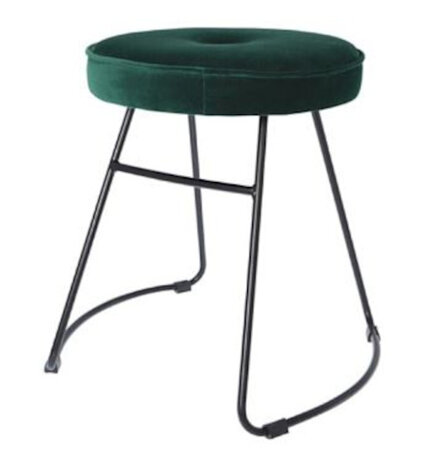 kruk 43 x 47 x 46 cm fluweel/staal zwart/donkergroen