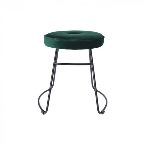 kruk 43 x 47 x 46 cm fluweel/staal zwart/donkergroen