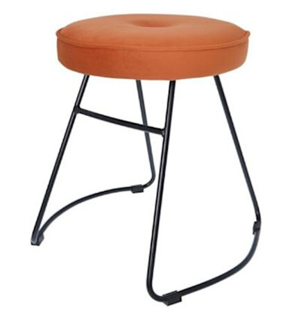 kruk 43 x 47 x 46 cm fluweel/staal zwart/oranje