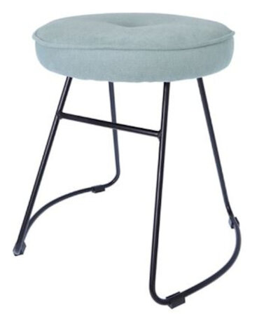 kruk 43 x 47 x 46 cm fluweel/staal zwart/lichtblauw