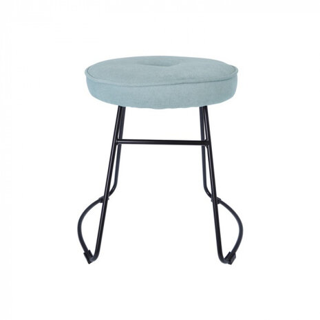kruk 43 x 47 x 46 cm fluweel/staal zwart/lichtblauw