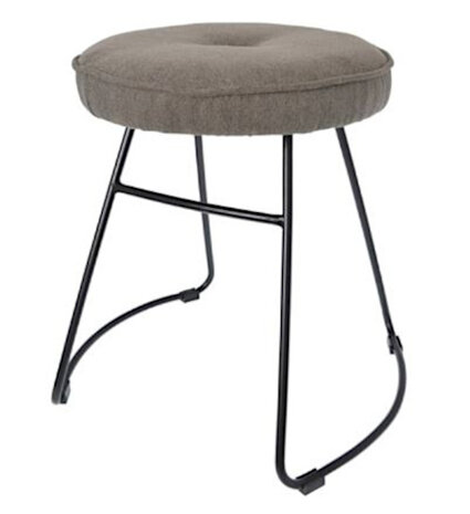 kruk 43 x 47 x 46 cm fluweel/staal zwart/bruin