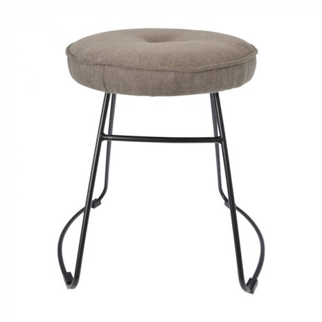 kruk 43 x 47 x 46 cm fluweel/staal zwart/bruin