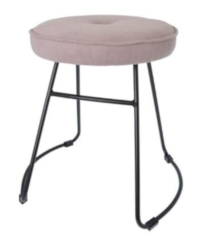 kruk 43 x 47 x 46 cm fluweel/staal zwart/lichtroze