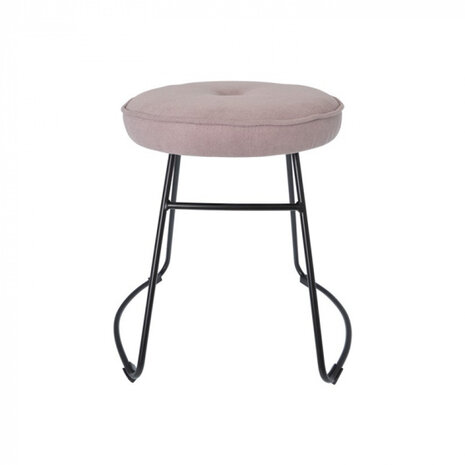 kruk 43 x 47 x 46 cm fluweel/staal zwart/lichtroze