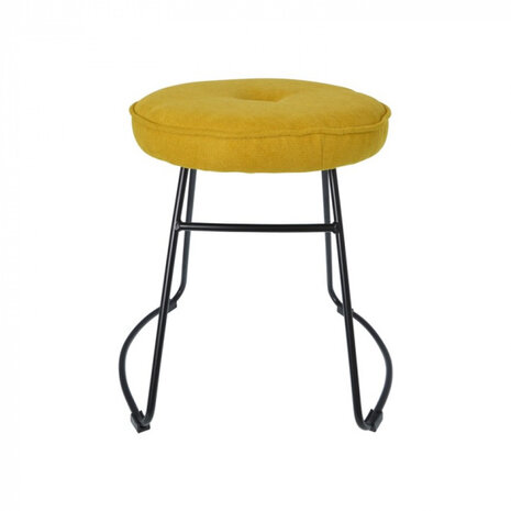 kruk 43 x 47 x 46 cm fluweel/staal geel/zwart