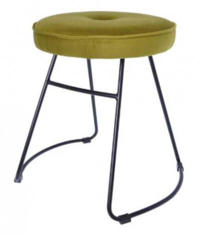kruk 43 x 47 x 46 cm fluweel/staal zwart/groen