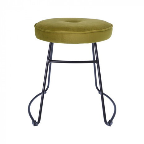 kruk 43 x 47 x 46 cm fluweel/staal zwart/groen