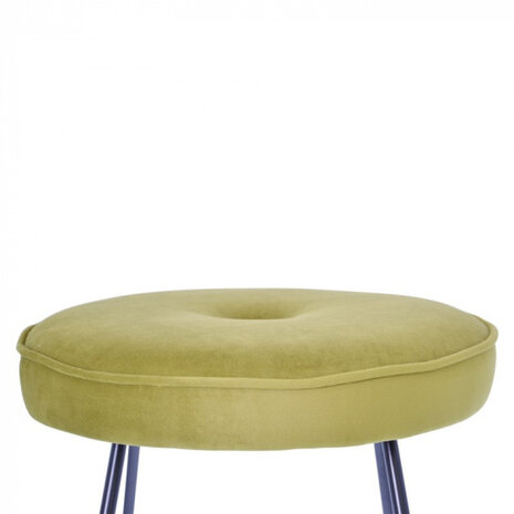 kruk 43 x 47 x 46 cm fluweel/staal zwart/groen