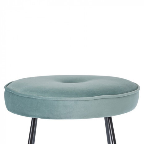 kruk 43 x 47 x 46 cm fluweel/staal zwart/mintblauw