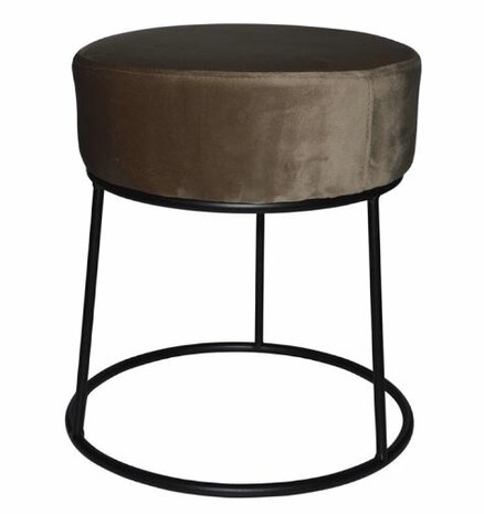 kruk 32 x 38 cm fluweel/staal zwart/bruin
