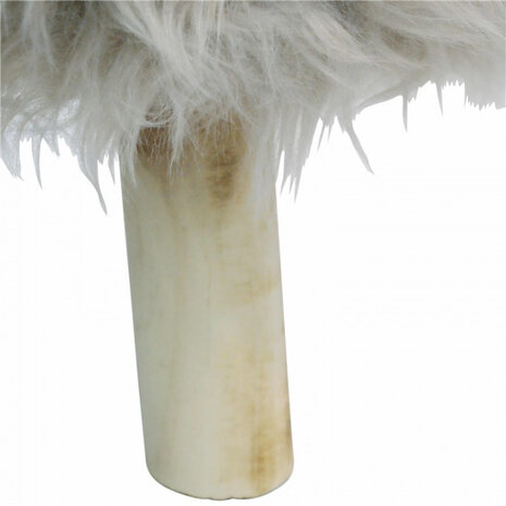 kruk vacht 38 cm hout/polyester blank/beige