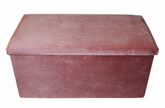 poef opvouwbaar 76 x 38 x 38 cm fluweel roze