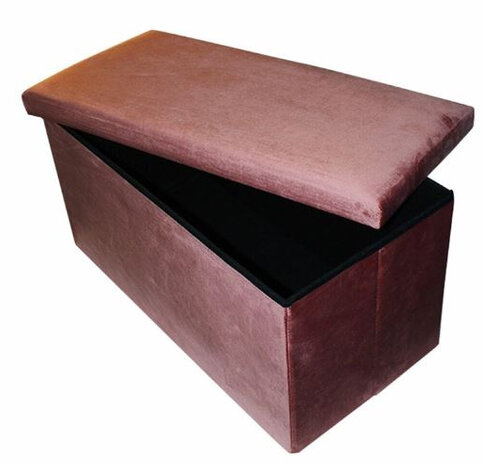 poef opvouwbaar 76 x 38 x 38 cm fluweel roze