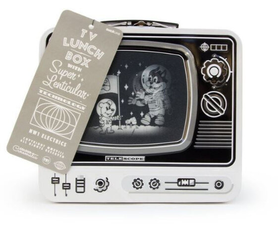 lunchbox tv 20,5 x 19,5 cm tin zwart/wit