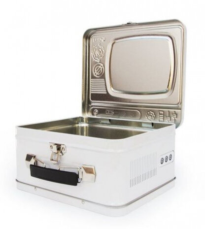 lunchbox tv 20,5 x 19,5 cm tin zwart/wit