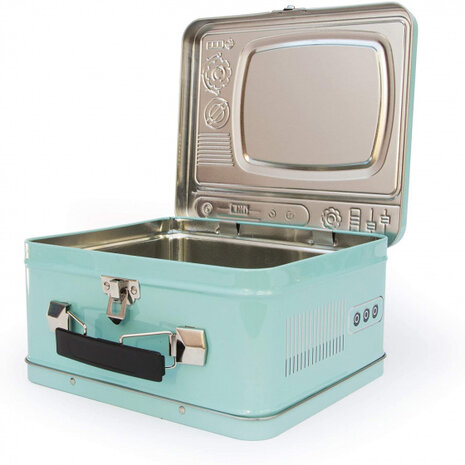lunchbox tv 20,5 x 19,5 cm tin blauw/zwart