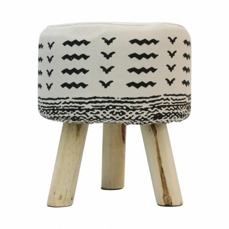 kruk 38 cm hout/polyester blank/beige