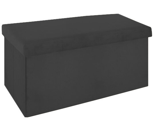 poef opvouwbaar 76 x 38 x 38 cm fluweel zwart