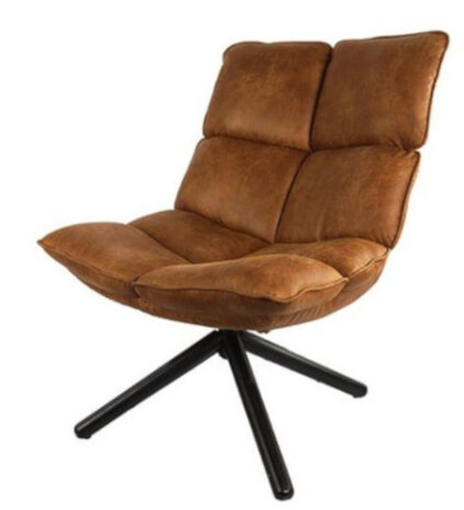 fauteuil Victor 68 x 78 cm kunstleer/staal cognac