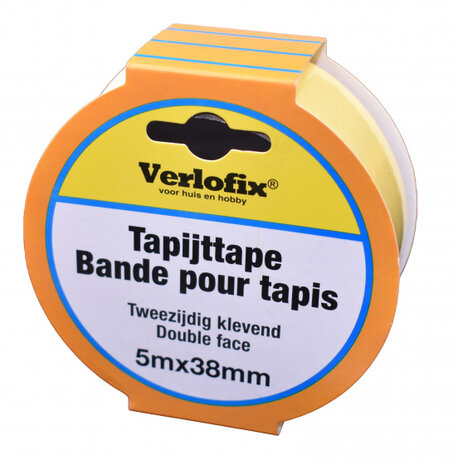 tapijttape dubbelzijdig 38 mm x 5 m PP wit