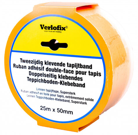 tapijttape dubbelzijdig 50 mm x 25 m linnen geel