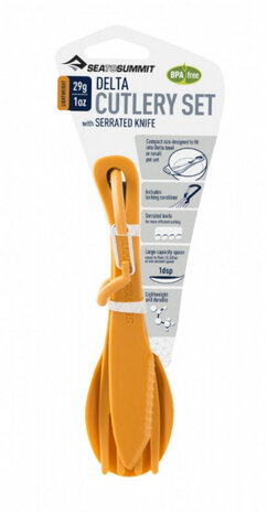 campingbestekset Delta Cutlery oranje 4-delig