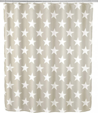 douchegordijn Stella 180 x 200 cm polyester taupe/wit