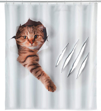 douchegordijn Cat 200 x 180 cm polyester wit