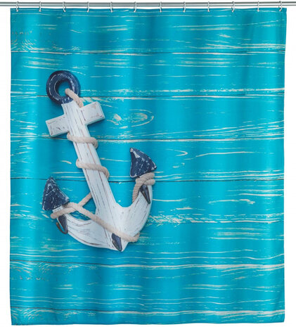 douchegordijn Abroad 200 x 180 cm polyester blauw