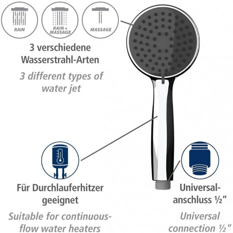handdouche Basic 10 cm ABS chroom/grijs