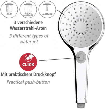 handdouche Basic 12 cm 3 stralen ABS chroom