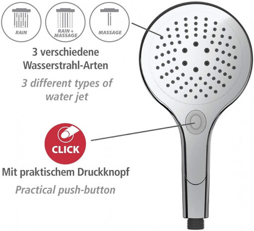 handdouche Basic 15 cm 3 stralen ABS chroom