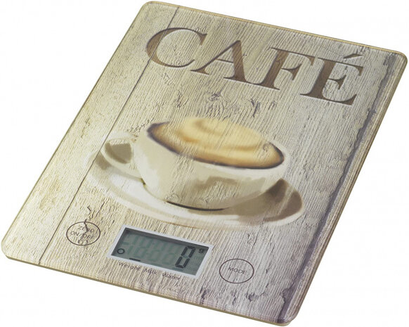 keukenweegschaal Caf&eacute; 14 x 19,5 cm glas bruin