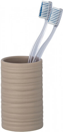badkamerbeker Mila 6,5 x 10 cm keramiek beige