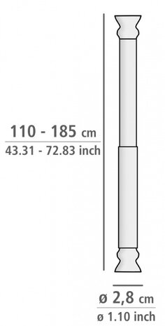 douchegordijnstang 2,8 x 110-185 cm aluminiumd wit