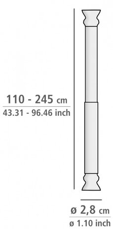 douchegordijnstang 2,8 x 110-245 cm aluminiumd wit