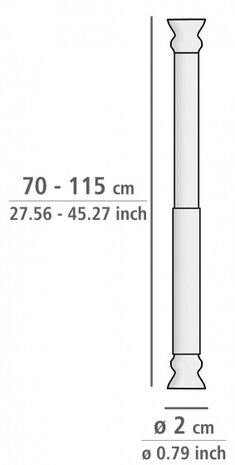 douchegordijnstang 2 x 70-115 cm aluminium chroom