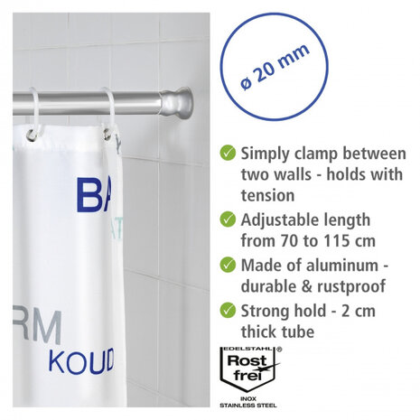 douchegordijnstang 2 x 70-115 cm aluminium chroom