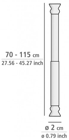 douchegordijnstang 2 x 70-115 cm aluminium wit