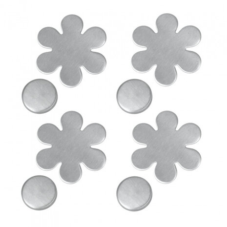 magnetische tafelkleedklemmen bloem 7 cm RVS 8-delig