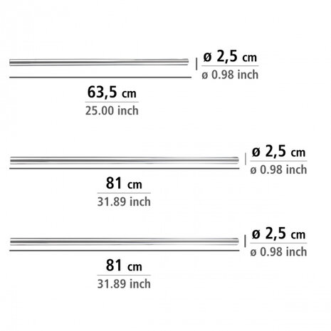 douchegordijnstang 81 cm aluminium chroom